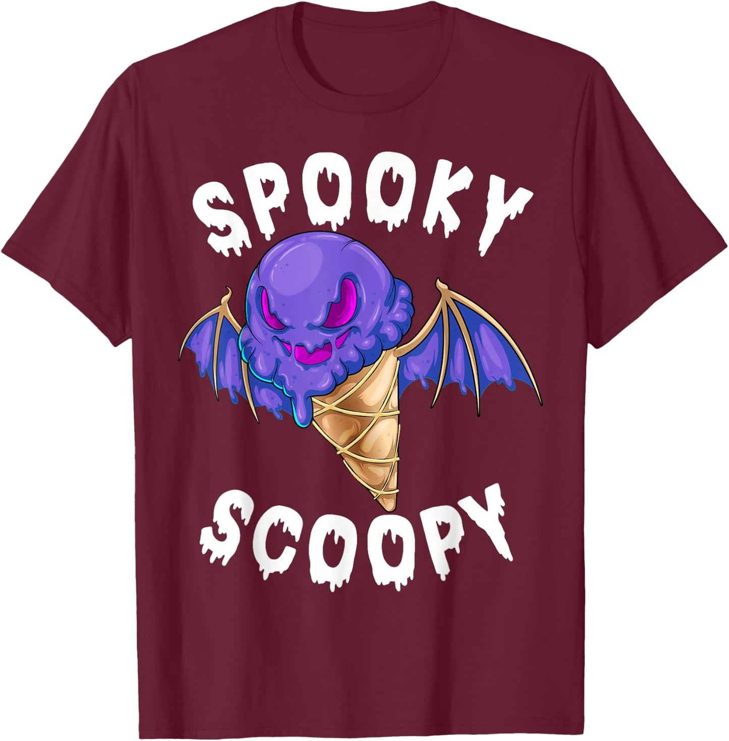 Spooky Scoopy Melting Jack o Lantern Ice Cream Halloween Men Women Kids T-Shirt - T-Shirt | Maroon