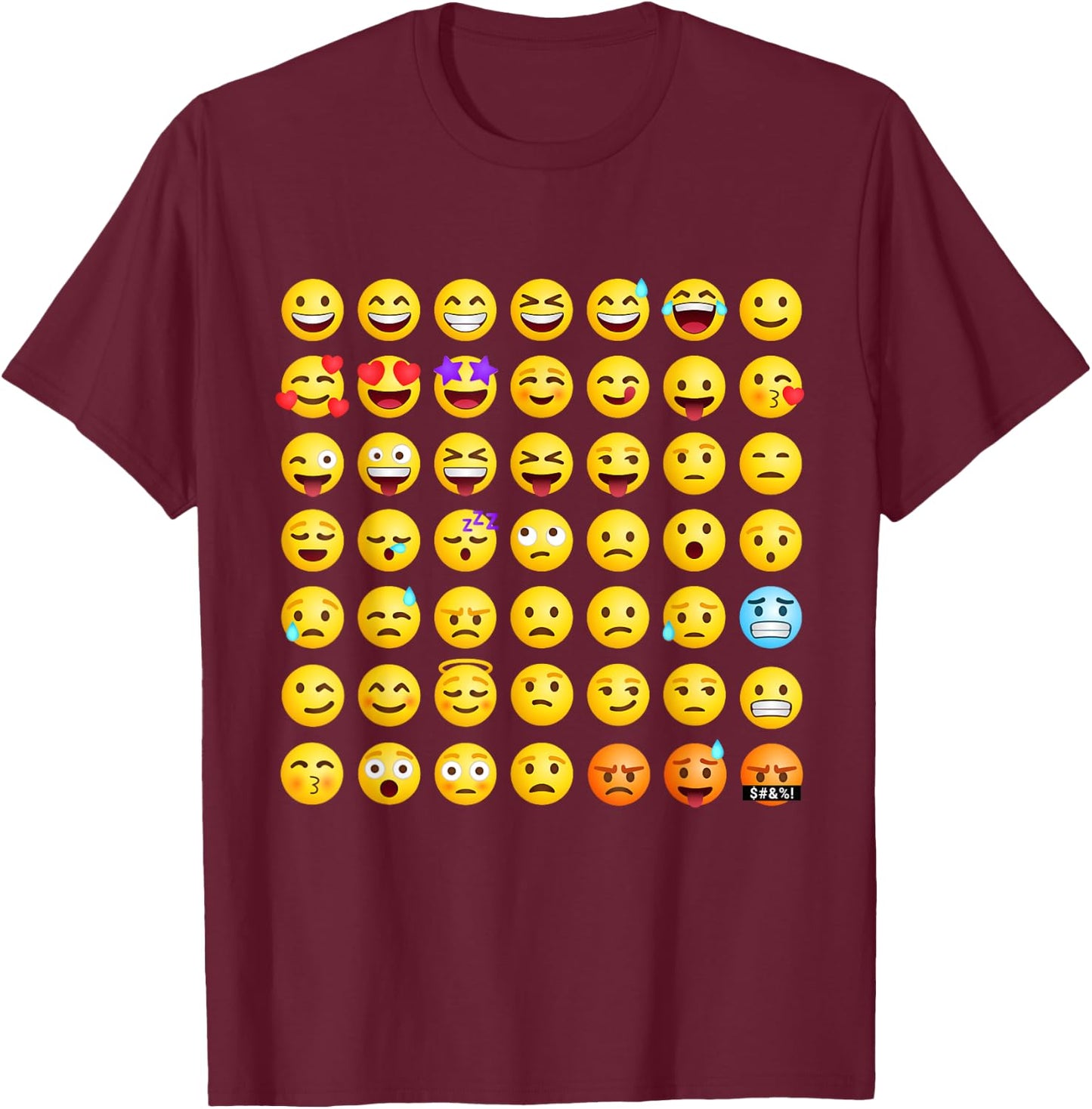 Cool Social Media Sarcastic Smile Faces Graphic Designs T-Shirt - T-Shirt | Maroon