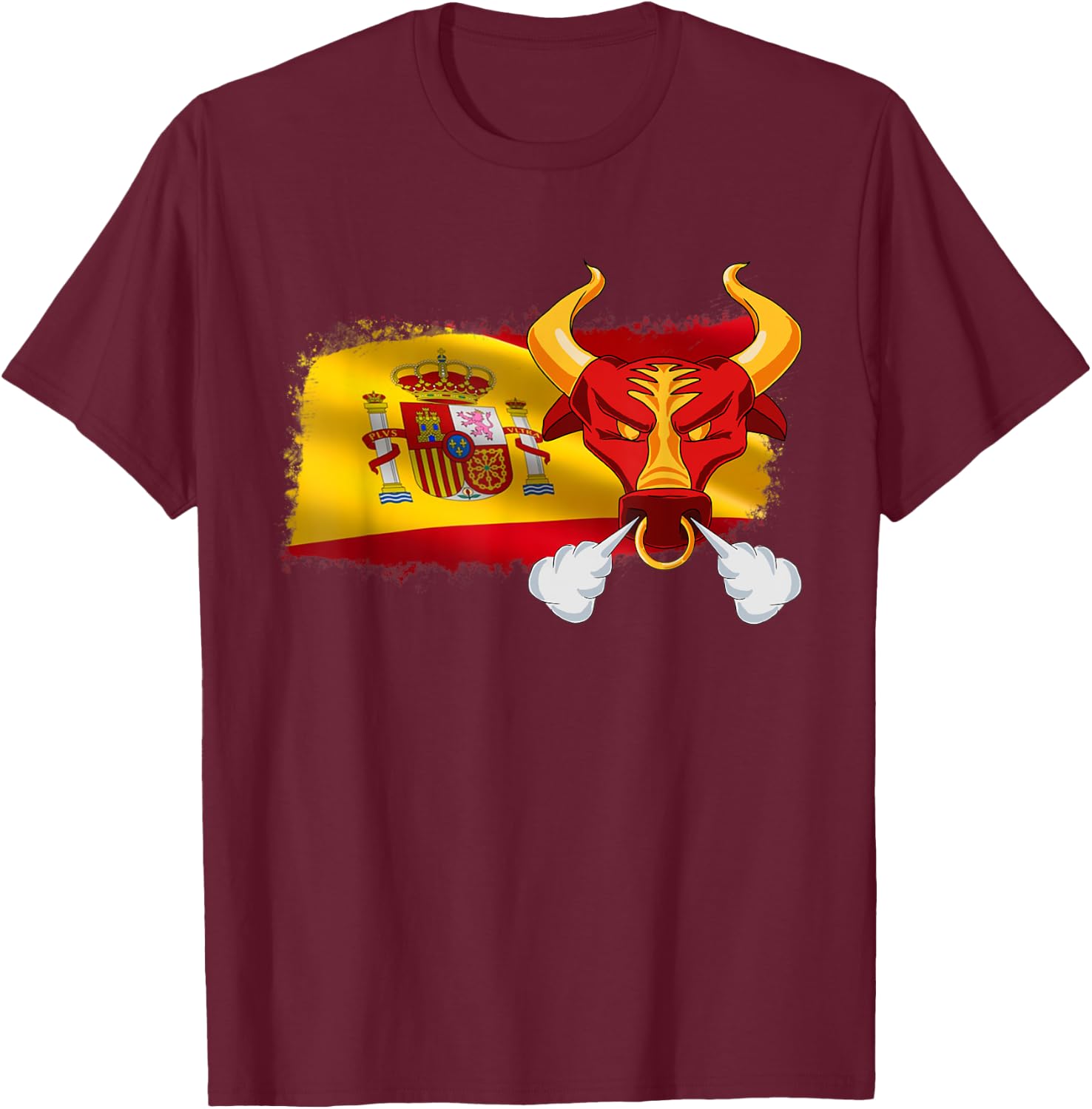 Bullfighting Spain Flag for Bulls running Lovers T-Shirt - T-Shirt | Maroon