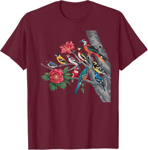 Birds on a Branch Birding Bird Watching Birder Bird Watcher T-Shirt - T-Shirt | Maroon