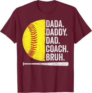 Softball Coach Dad Fathers Day Funny Softball Dads Humor T-Shirt - T-Shirt | Maroon