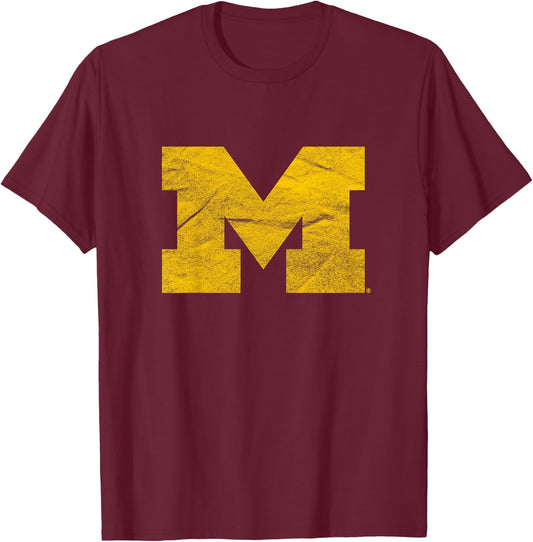 Kids University of Michigan Wolverines U of M Distressed Primary T-Shirt - T-Shirt | Maroon