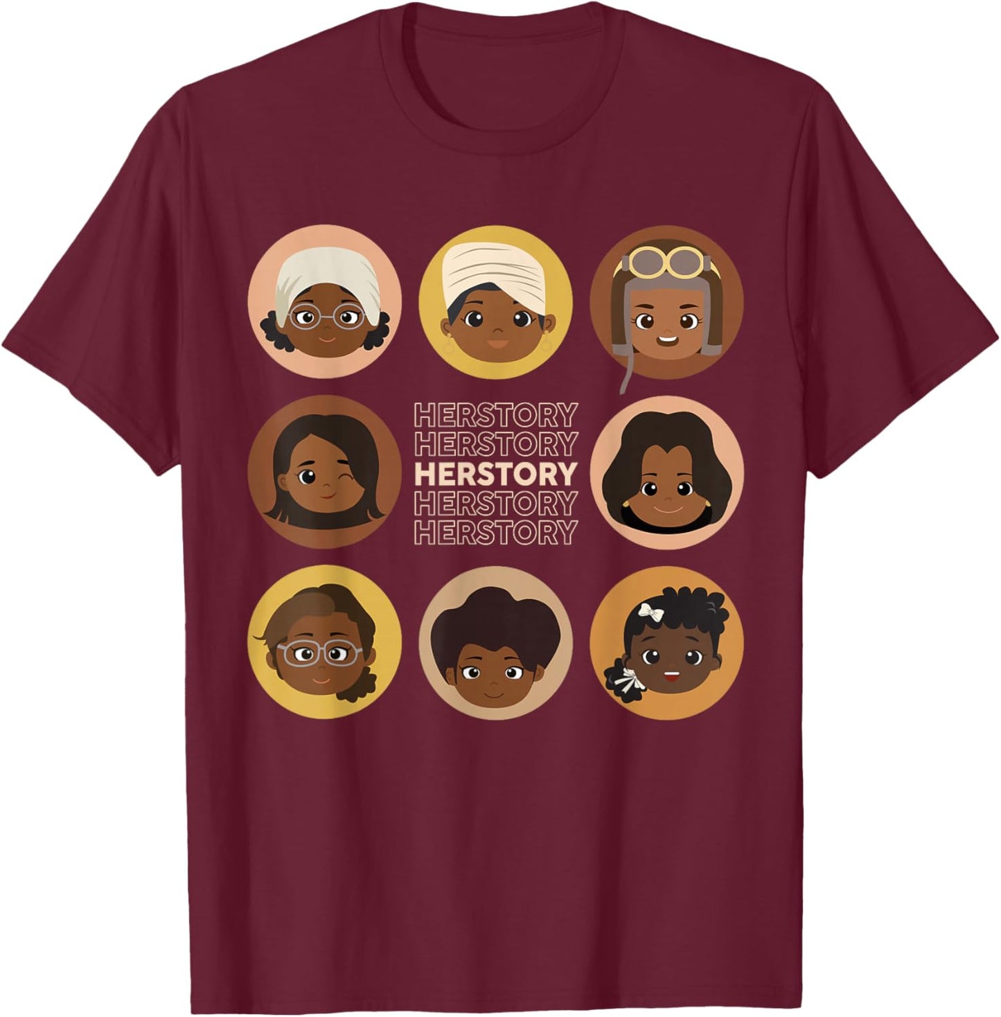 Herstory African American Black History Month Pride Kids T-Shirt - T-Shirt | Maroon