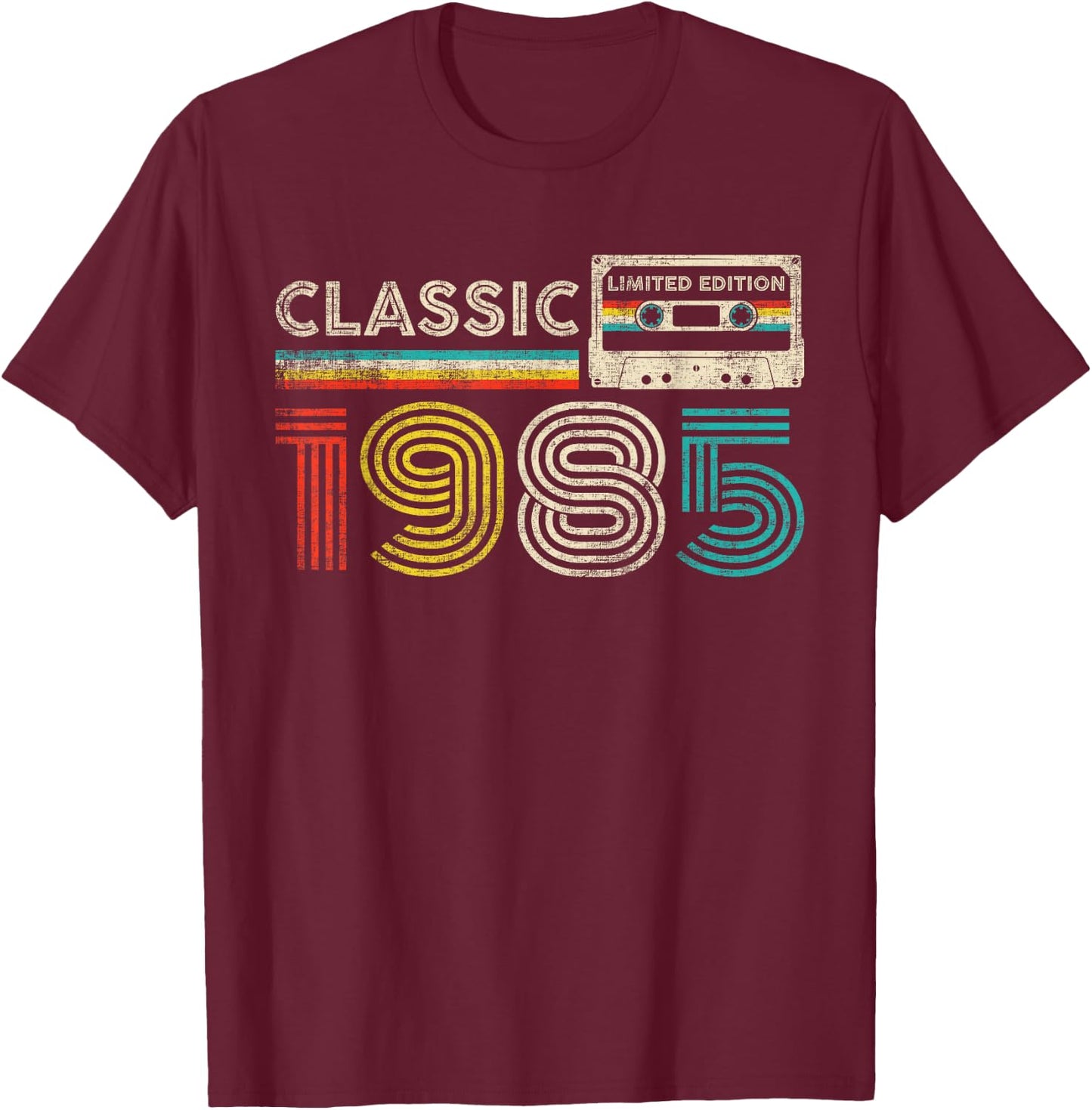 Classic 1985 Vintage 1985 Cassette Tape Men Women Birthday T-Shirt - T-Shirt | Maroon