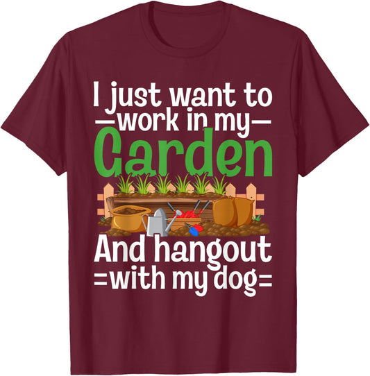 Gardening And Dogs Funny Gardening Plants T-Shirt - T-Shirt | Maroon