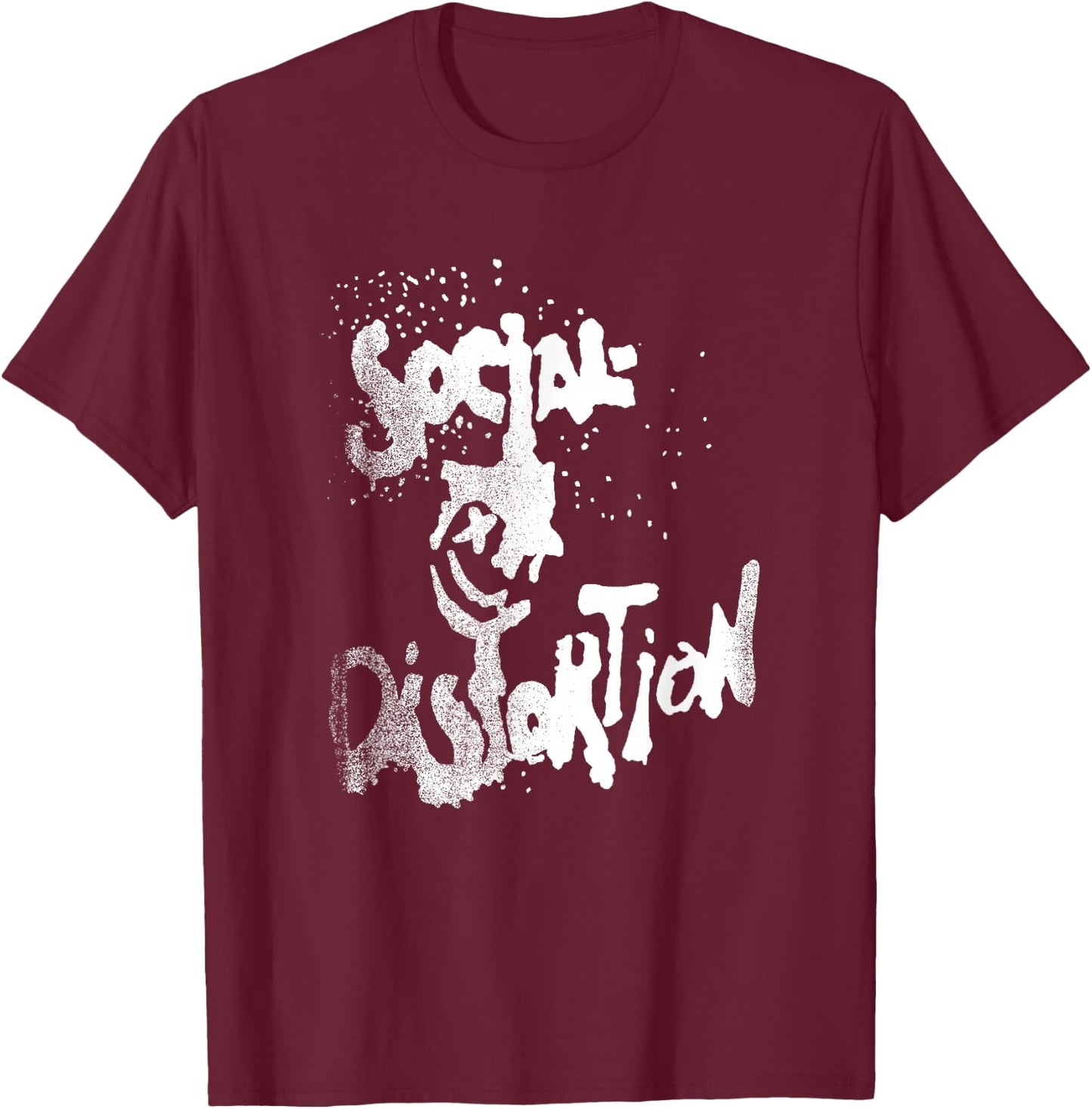 Official Social Distortion White Splatter Smiley T-Shirt - T-Shirt | Maroon