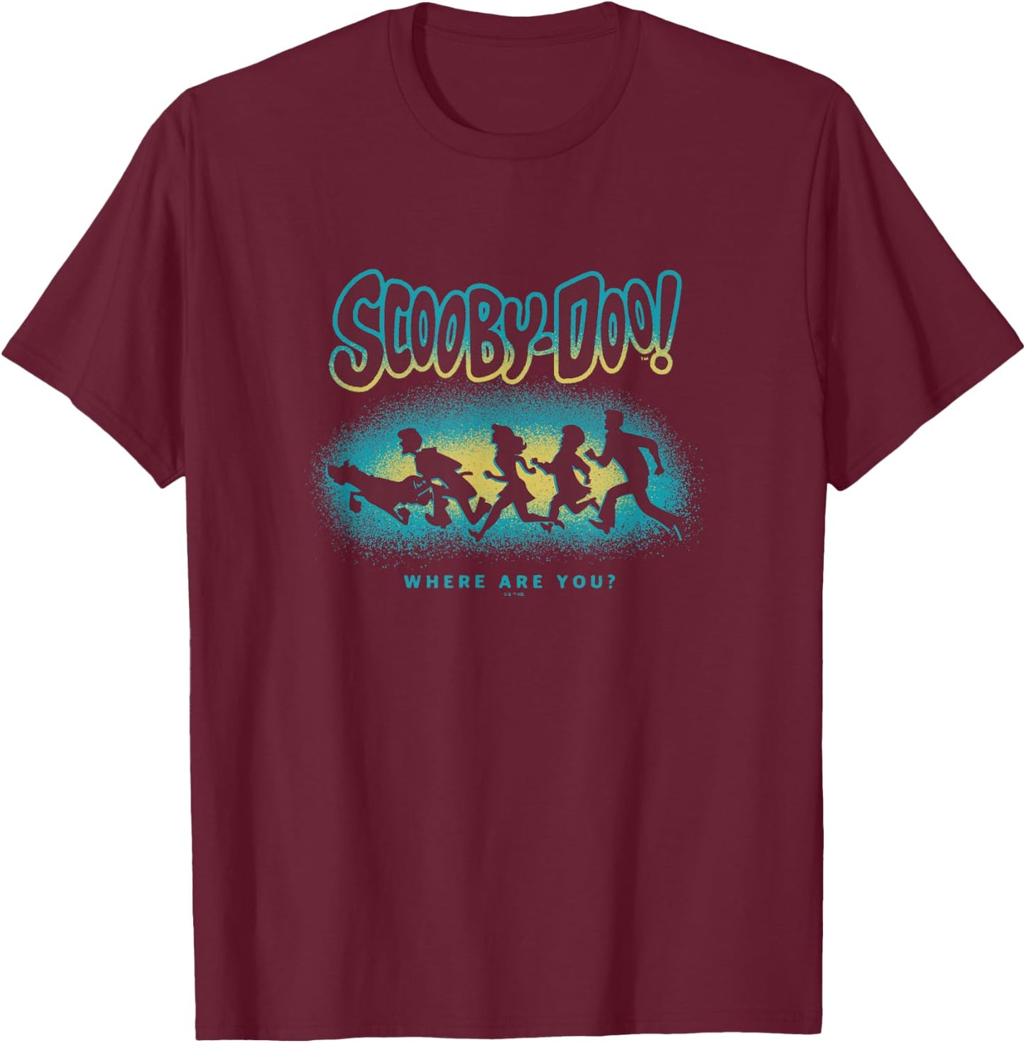 Scooby-Doo Halloween Vintage Mystery Inc Spooky Silhouettes T-Shirt - T-Shirt | Maroon