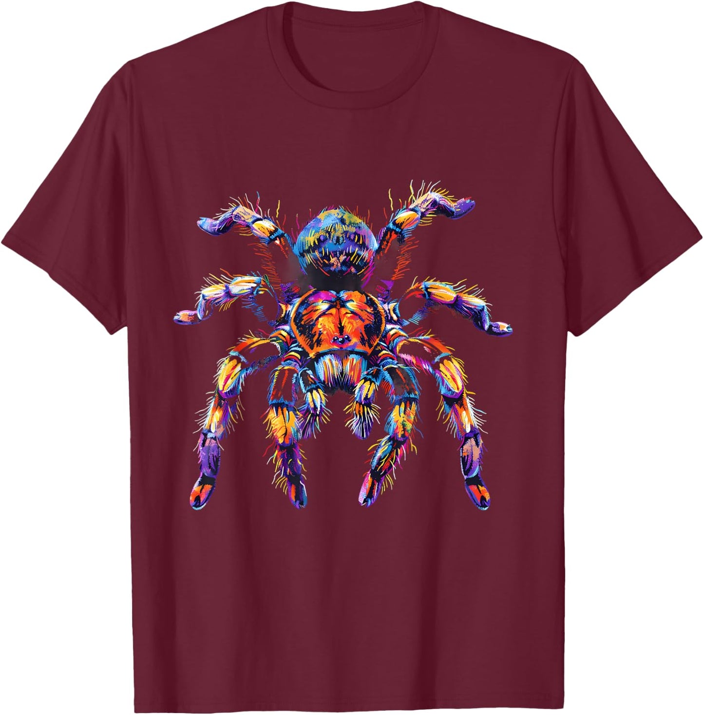 Tarantula Wildlife Artwork Colourful Splash Tarantula Lover T-Shirt - T-Shirt | Maroon