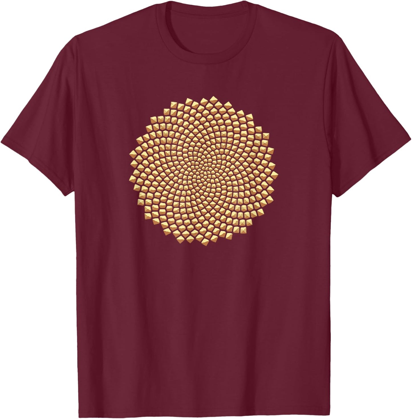 Sunflower, seeds, Fibonacci, Phi, golden ratio, mathematics T-Shirt - T-Shirt | Maroon