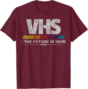 Vintage 80s video cassette tape VHS The Future Is Here T-Shirt - T-Shirt | Maroon