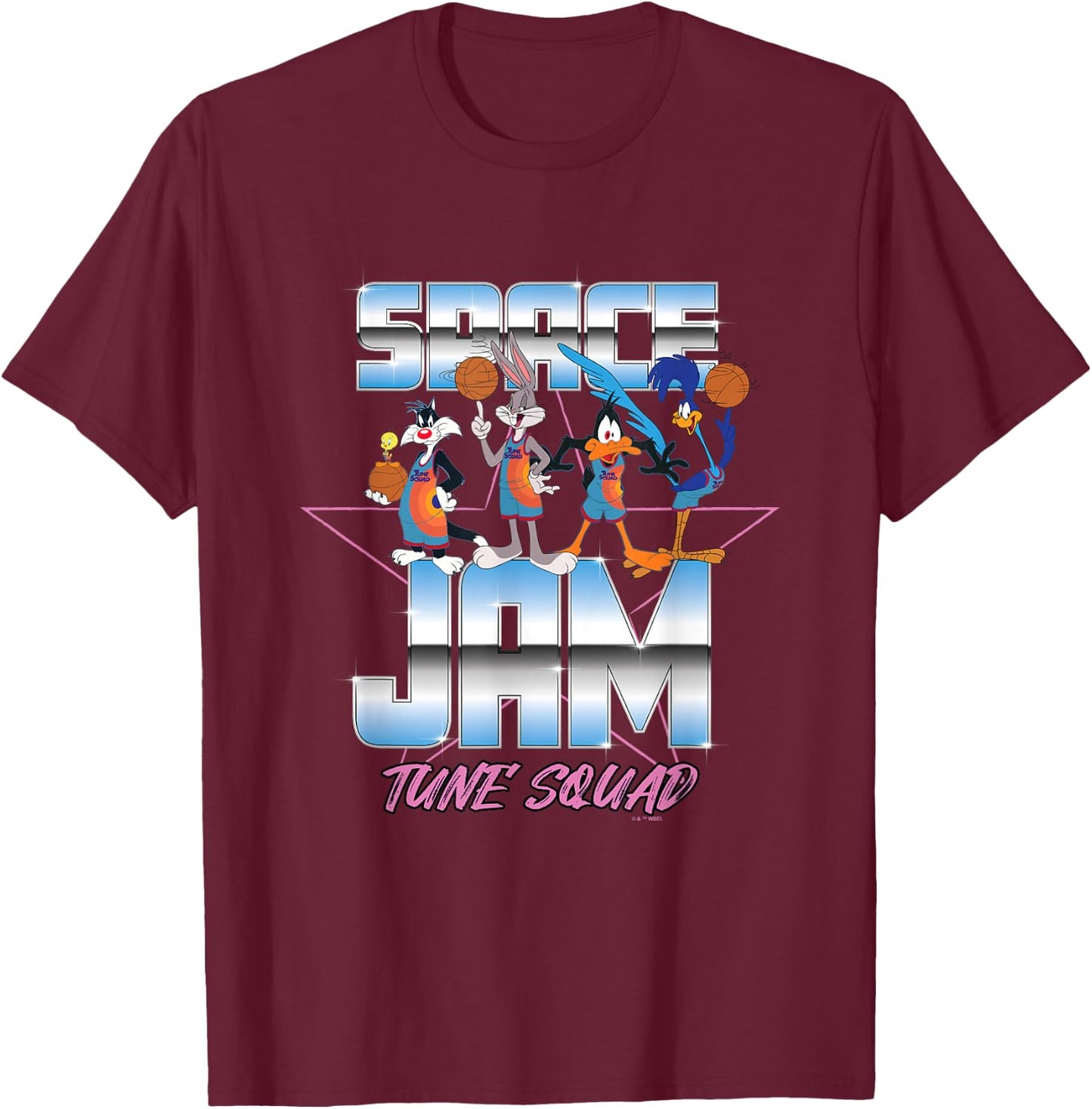 Space Jam 2 Iconic Tune Squad Star Chrome Team Chest Poster T-Shirt - T-Shirt | Maroon