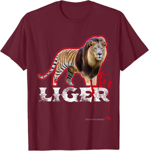 Liger Shirt Tiger Lion Beast T-Shirt - T-Shirt | Maroon