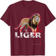 Liger Shirt Tiger Lion Beast T-Shirt - T-Shirt | Maroon