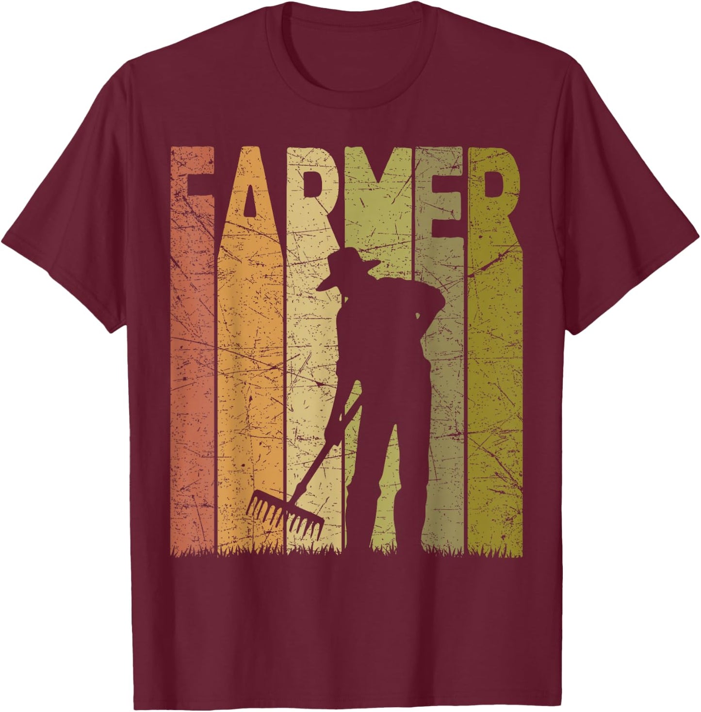 Farmer Vintage Gardener Farming Retro Gardening Agriculture T-Shirt - T-Shirt | Maroon