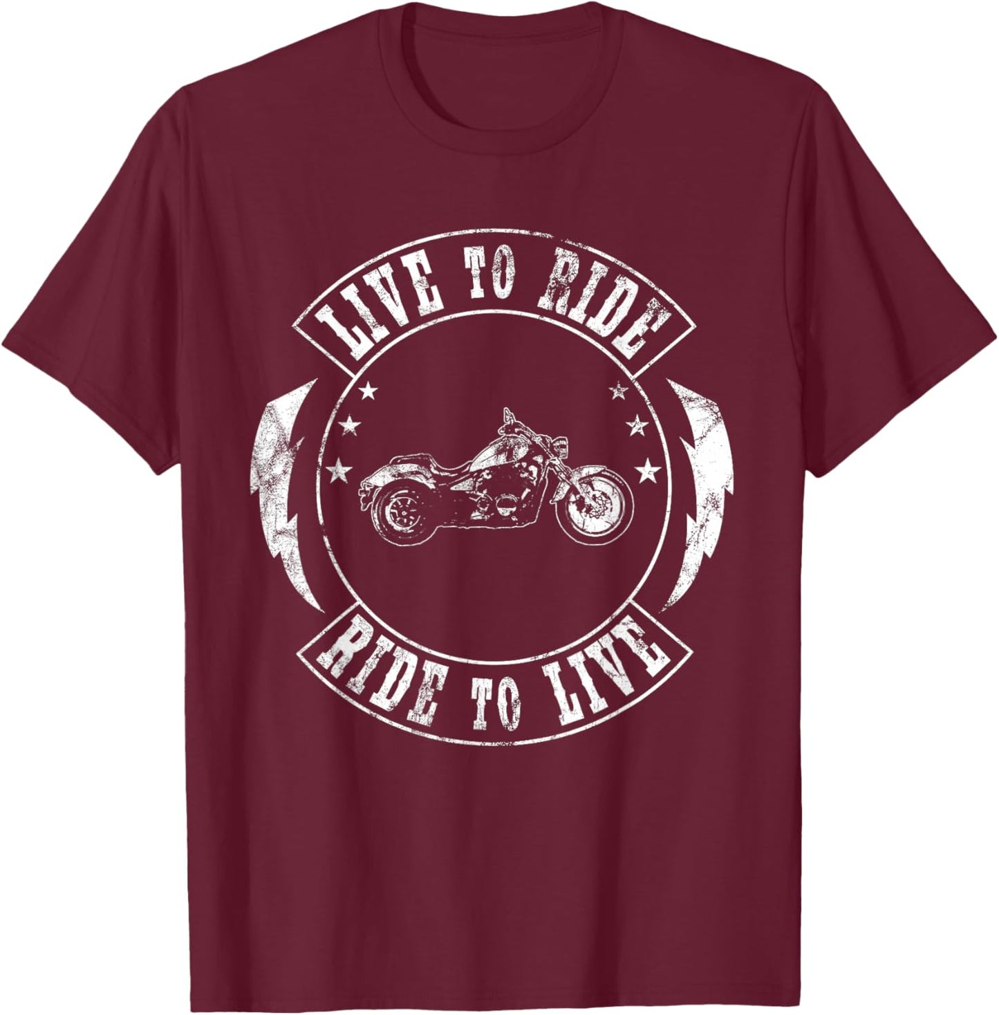 Live To Ride Ride To Live Biker Motorcycle Motorcyclist T-Shirt - T-Shirt | Maroon