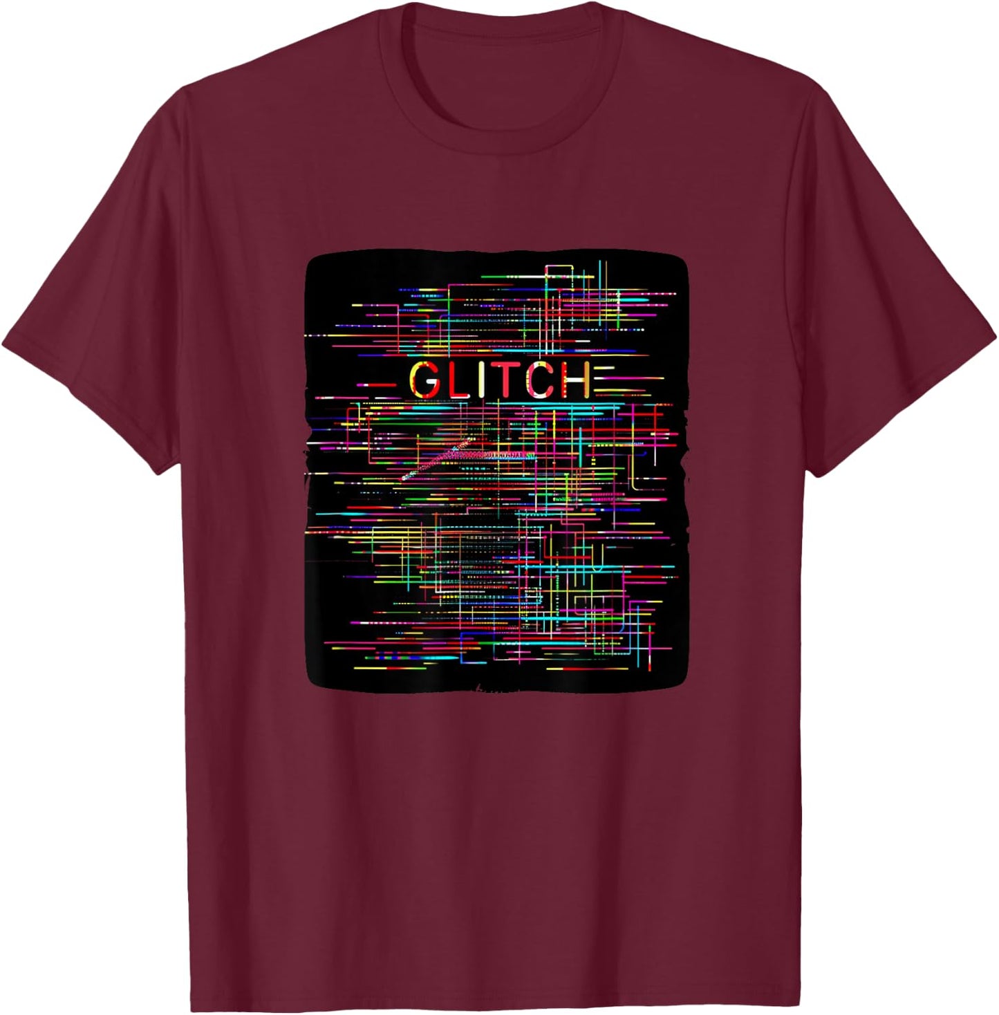 Nice colorful Glitch Speech Costume for Boys and Girls T-Shirt - T-Shirt | Maroon