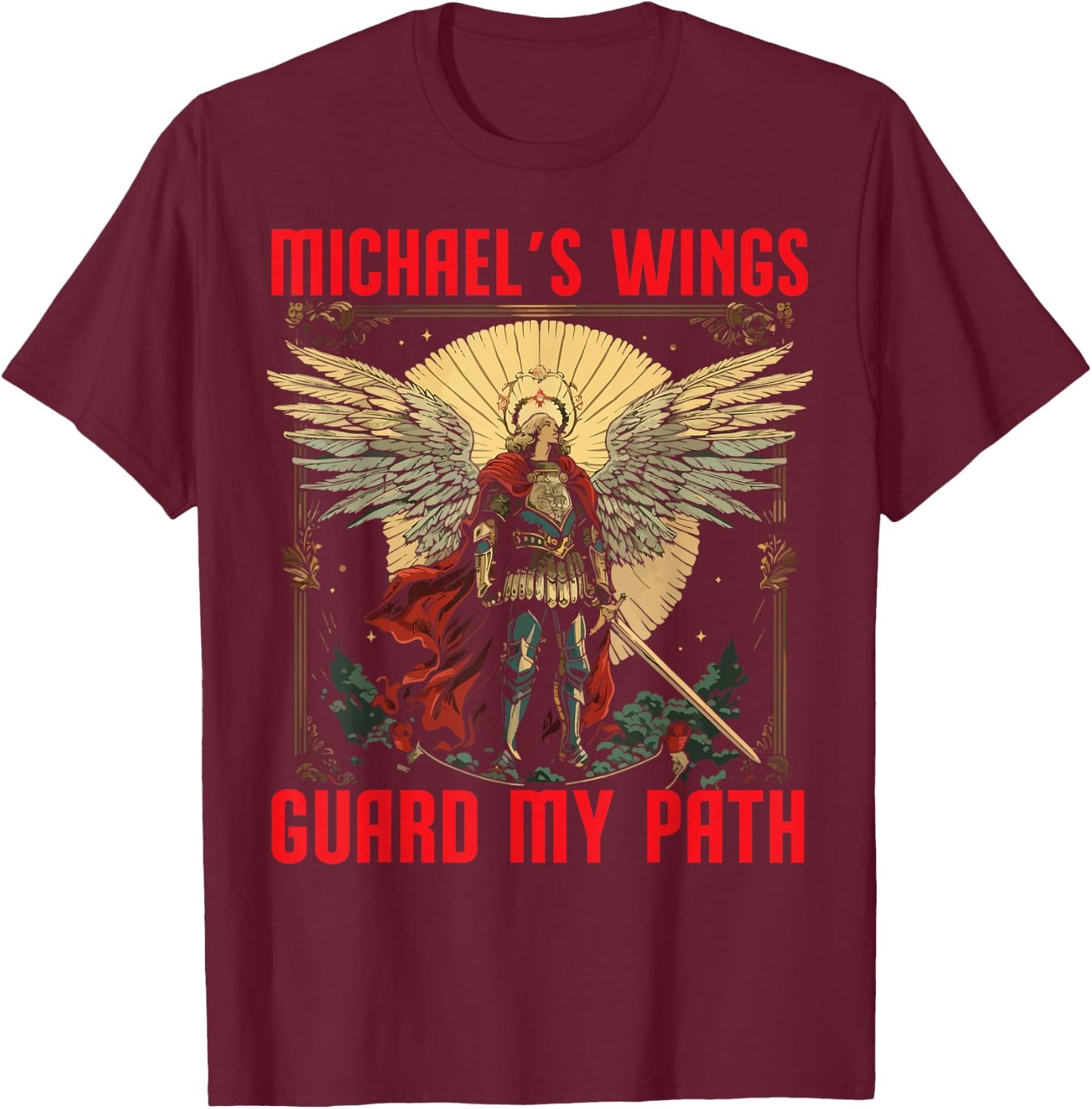 Archangel Michael Catholic Christianity Guardian Angel T-Shirt - T-Shirt | Maroon