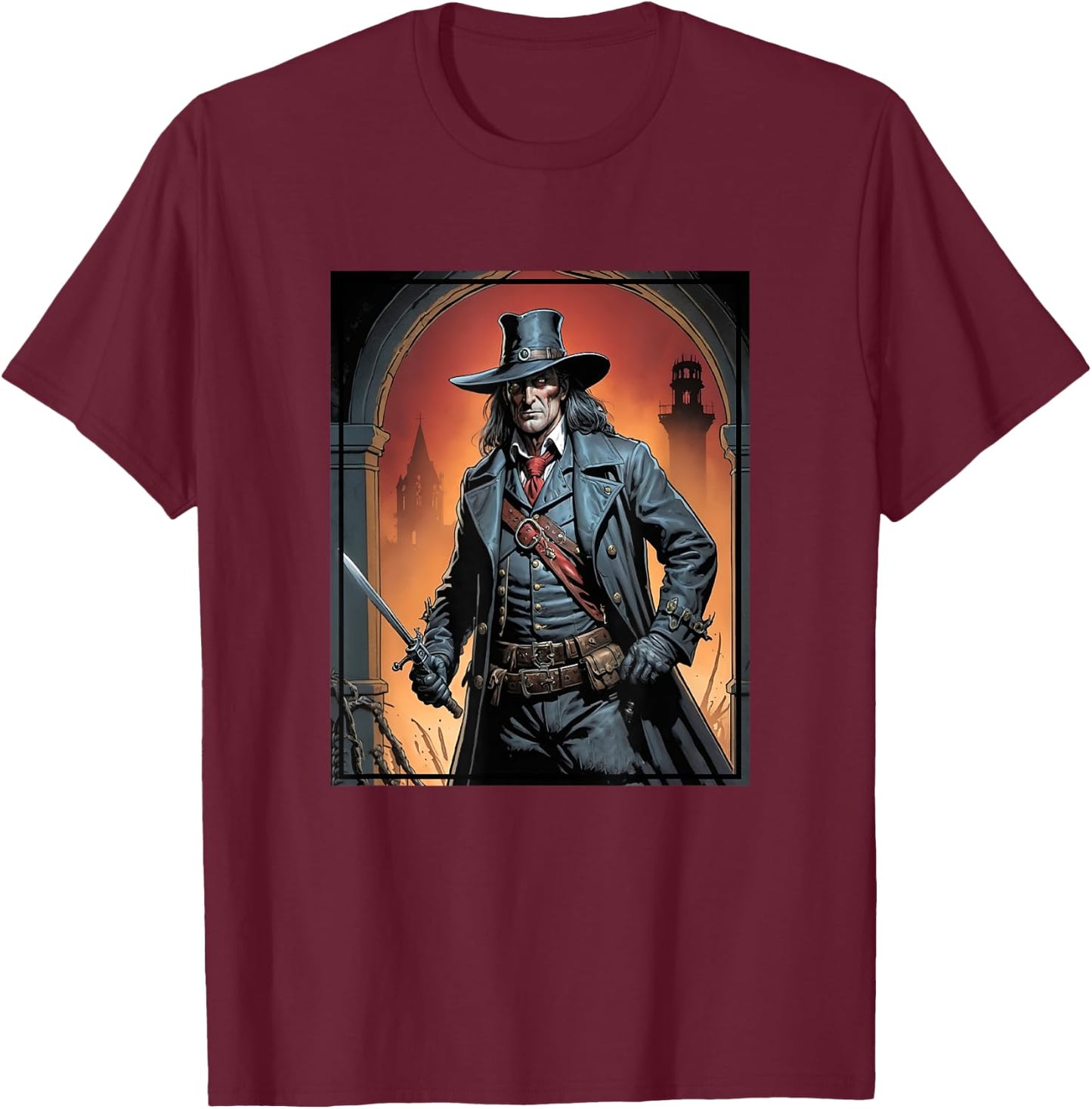 Van Helsing The Vampire Slayer Portrait T-Shirt - T-Shirt | Maroon
