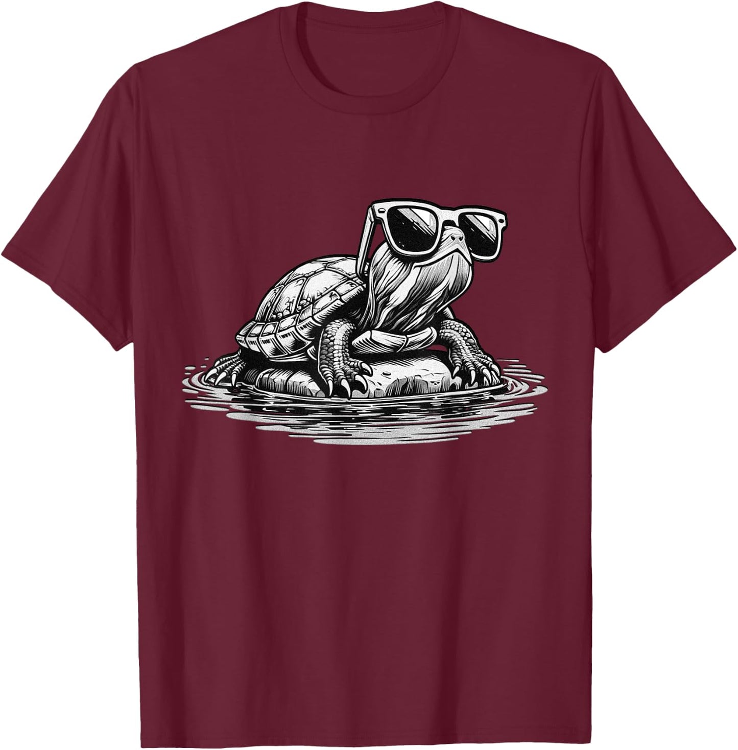 Painted Turtle Design T-Shirt - T-Shirt | Maroon