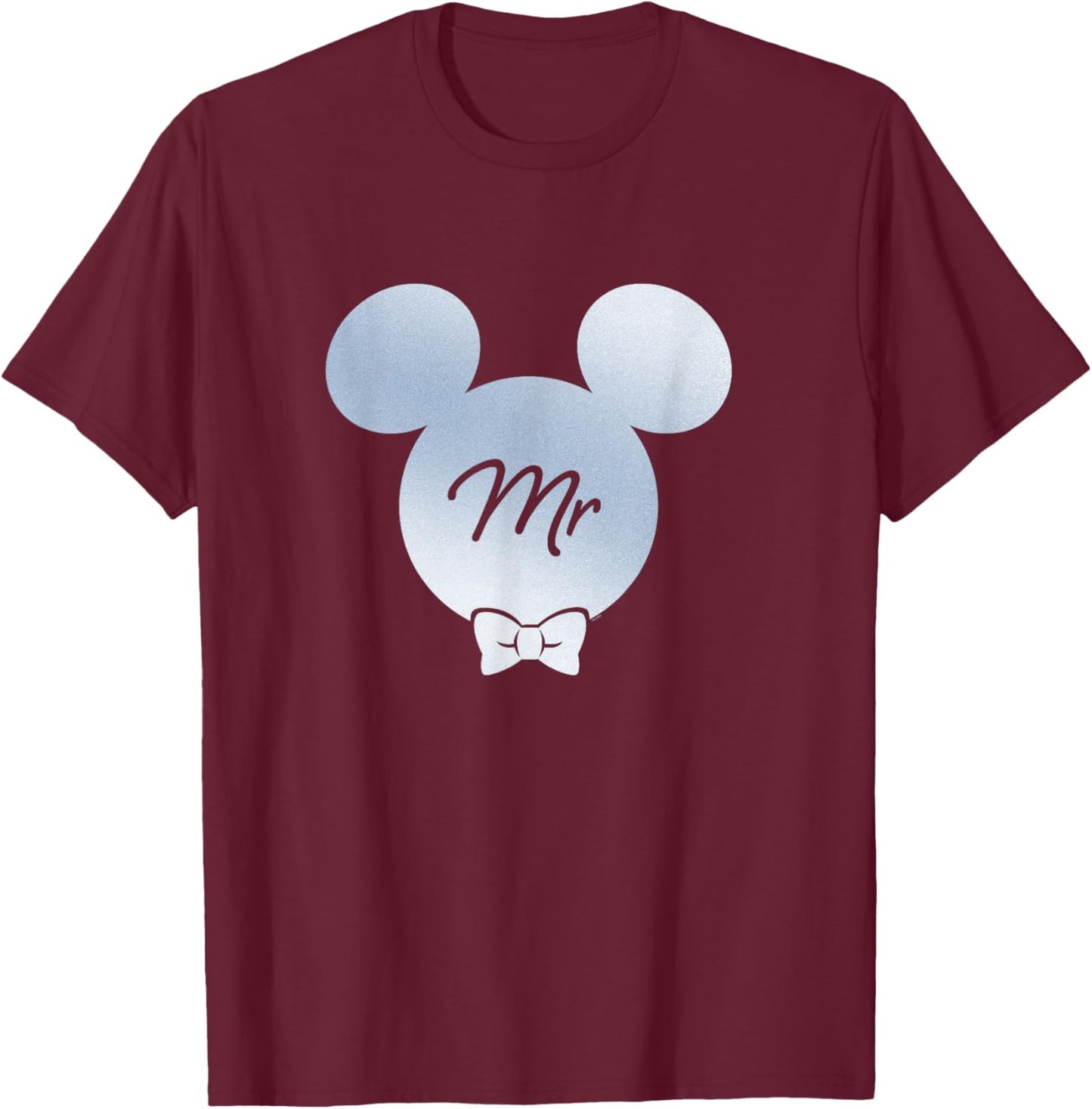 Disney Wedding Matching Mickey Bow Tie Husband Groom Mr T-Shirt - T-Shirt | Maroon