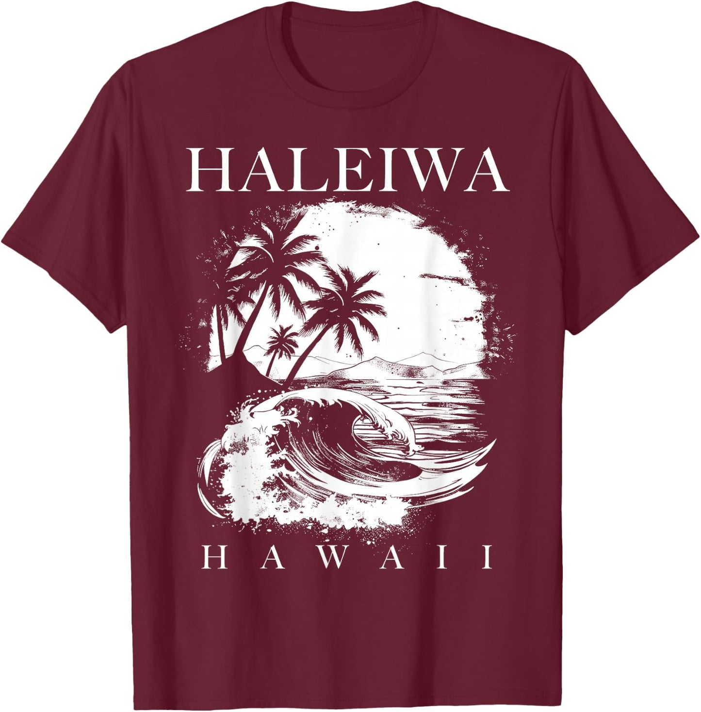 Haleiwa Hawaii Aloha Hawaiian Surfer Vintage Style T-Shirt - T-Shirt | Maroon