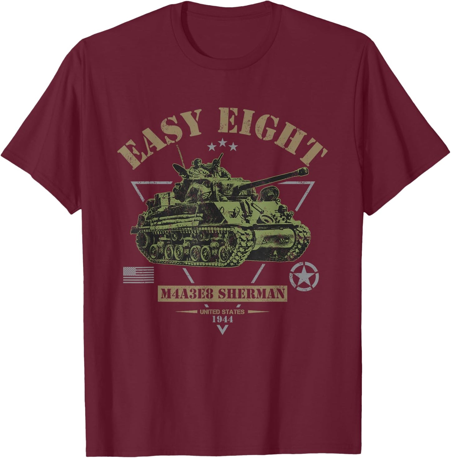 M4A3E8 'Easy-Eight' Sherman WW2 Tank T-Shirt - T-Shirt | Maroon