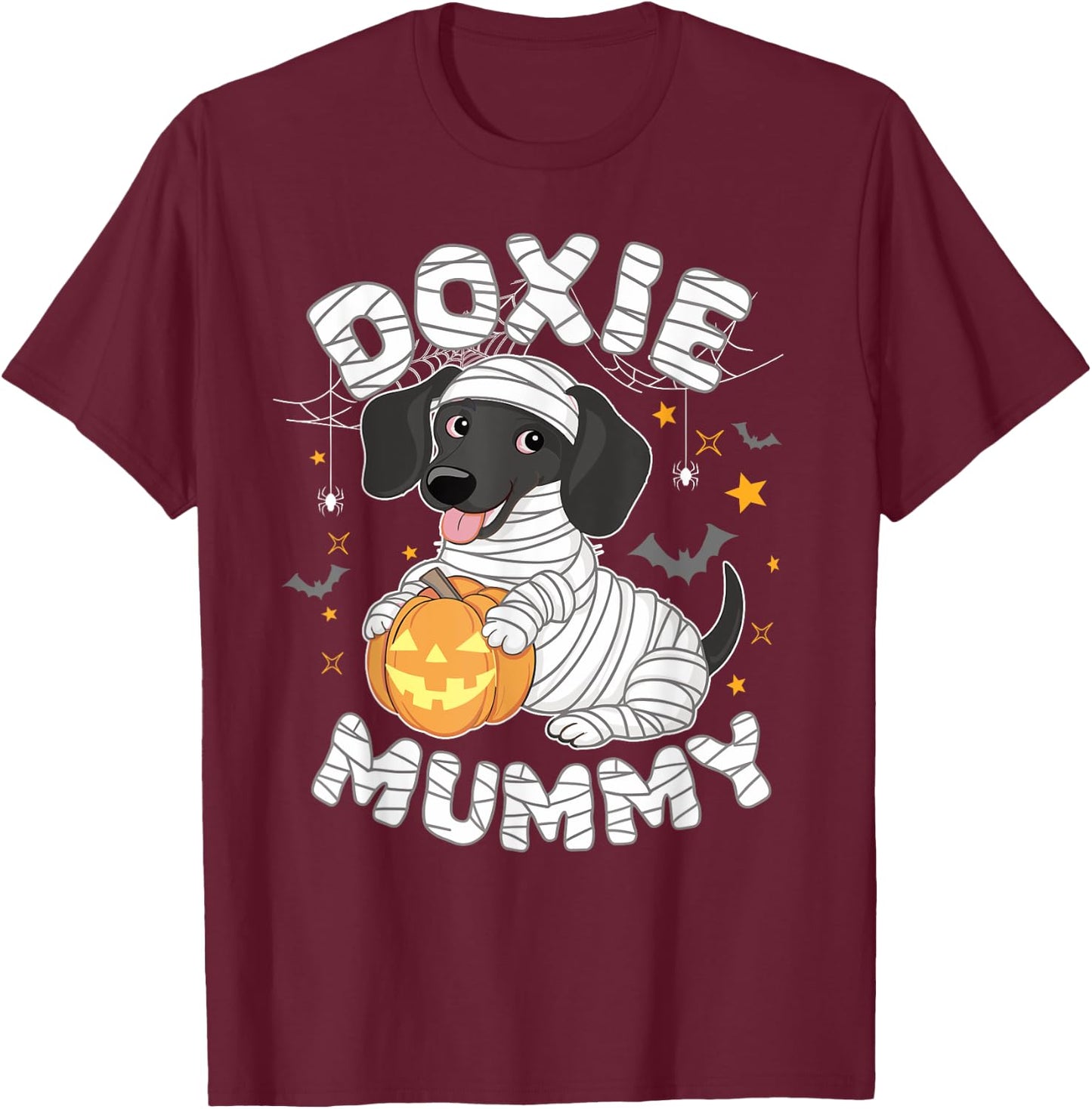 Halloween Costume Dachshund Dog Lover Doxie Mummy T-Shirt - T-Shirt | Maroon