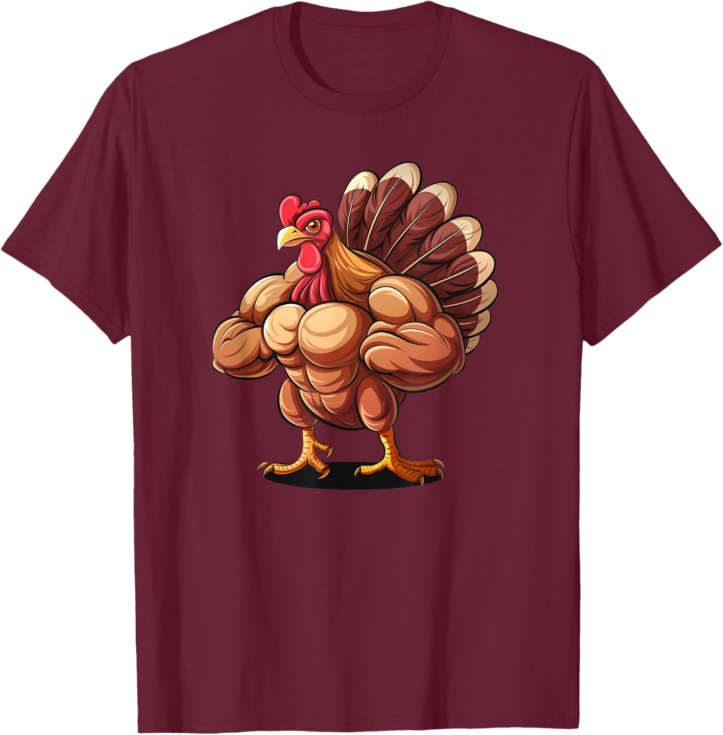 Thanksgiving Muscle Turkey Funny Leg Day Gym Body Builder T-Shirt - T-Shirt | Maroon