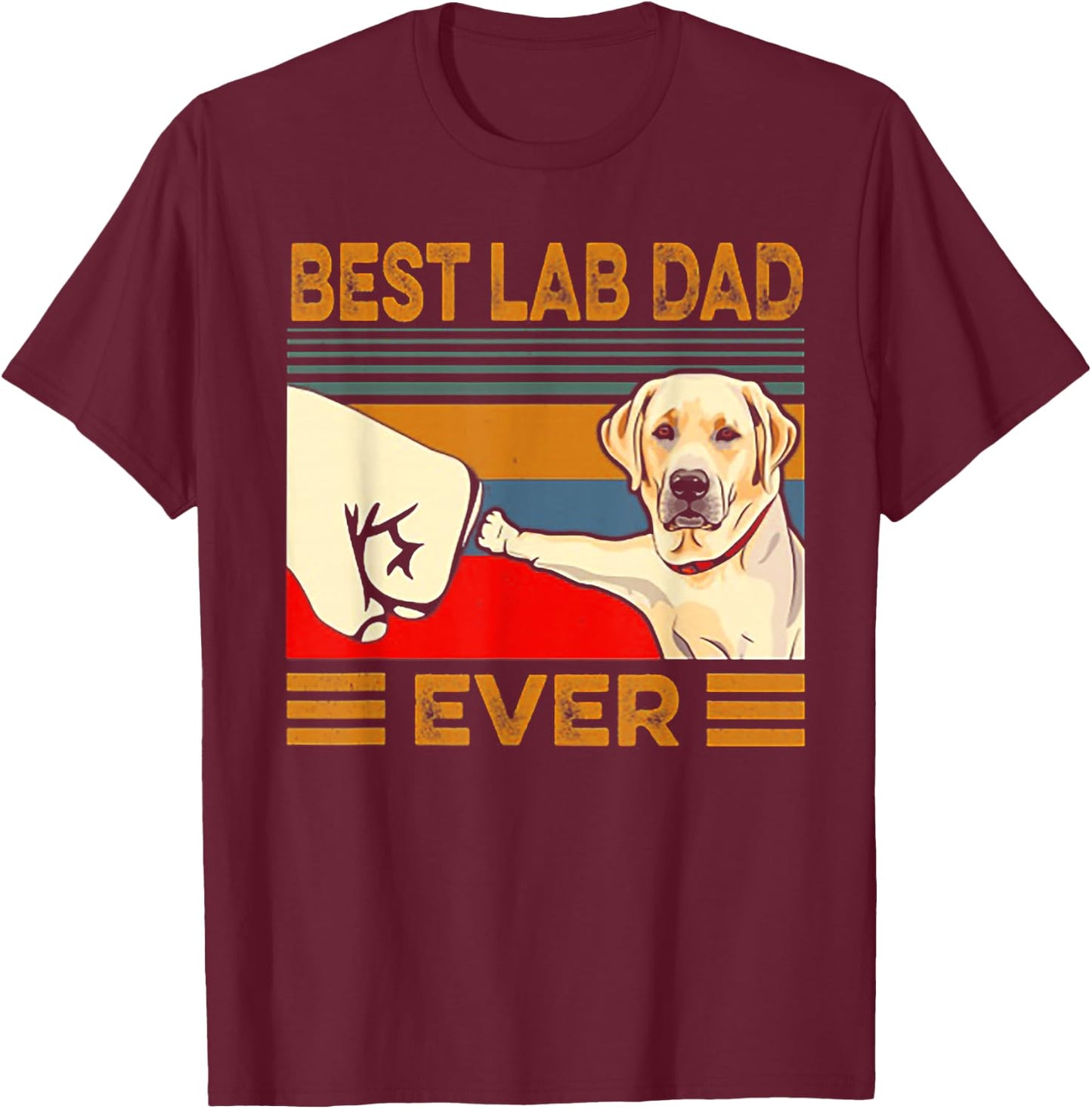 Best Lab Dad Ever Retro Vintage T-Shirt - T-Shirt | Maroon