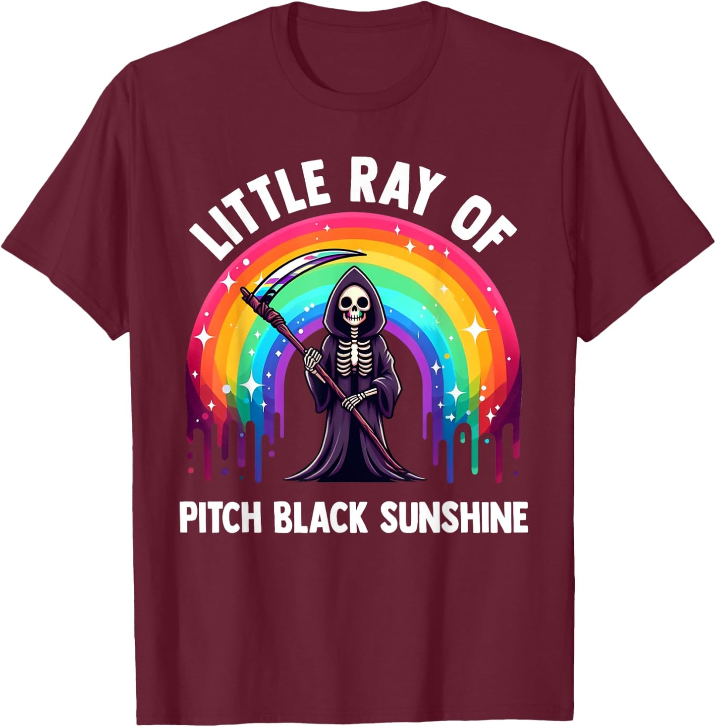 Little Ray Of Pitch Black Sunshine Death Rainbow Halloween Women T-Shirt - T-Shirt | Maroon