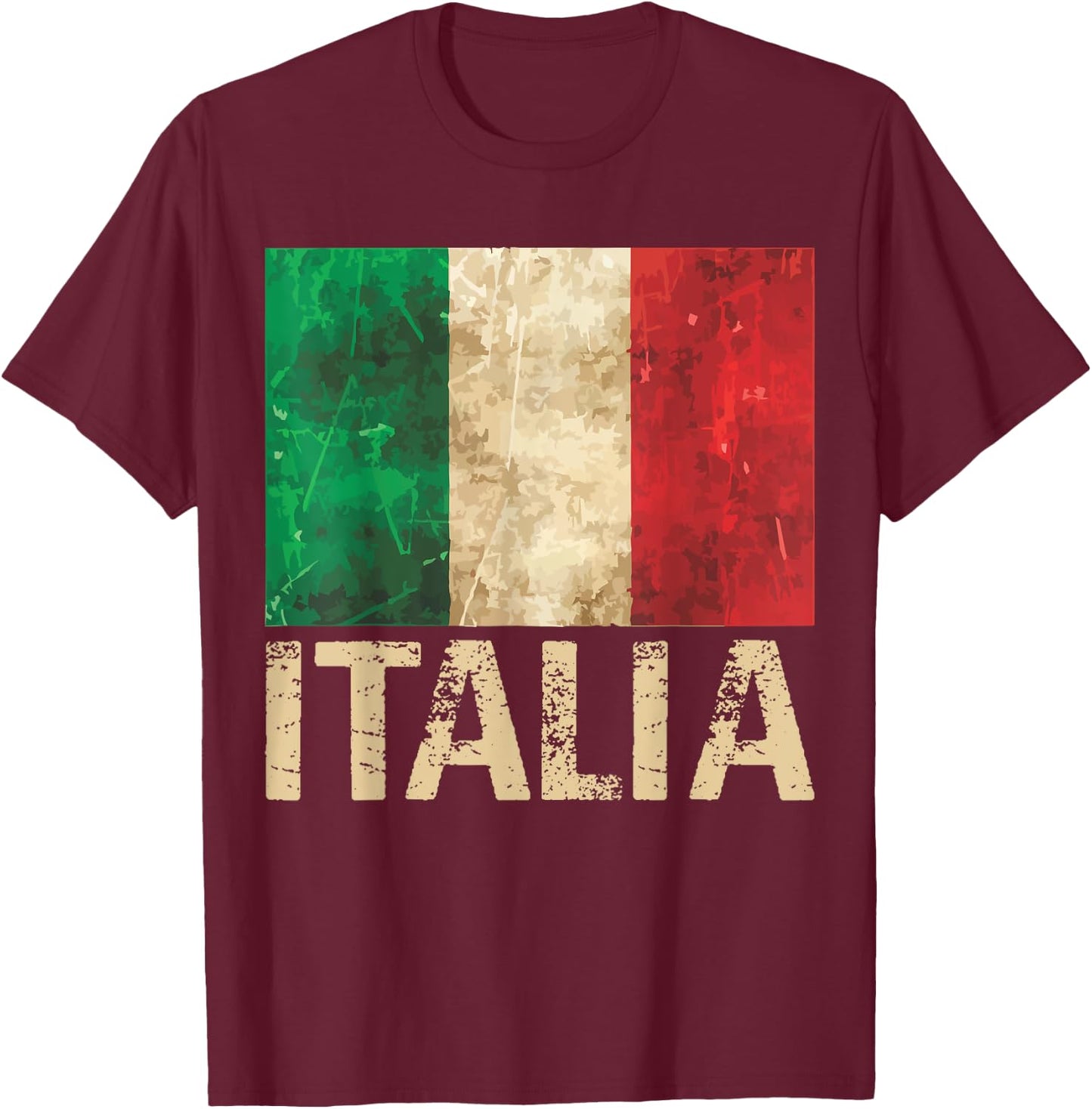 Vintage Italia Shirt Distressed Italy Flag Italian Pride T-Shirt - T-Shirt | Maroon
