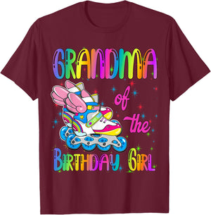 Grandma of the Birthday girl Rolling skate Family Party T-Shirt - T-Shirt | Maroon