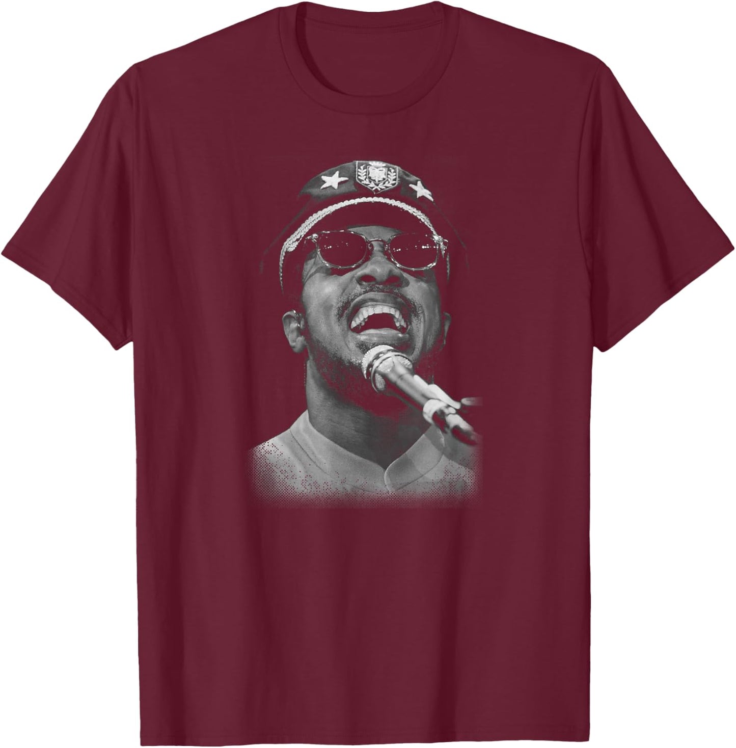 Stevie Wonder Performing Live by Stephen Wright T-Shirt - T-Shirt | Maroon