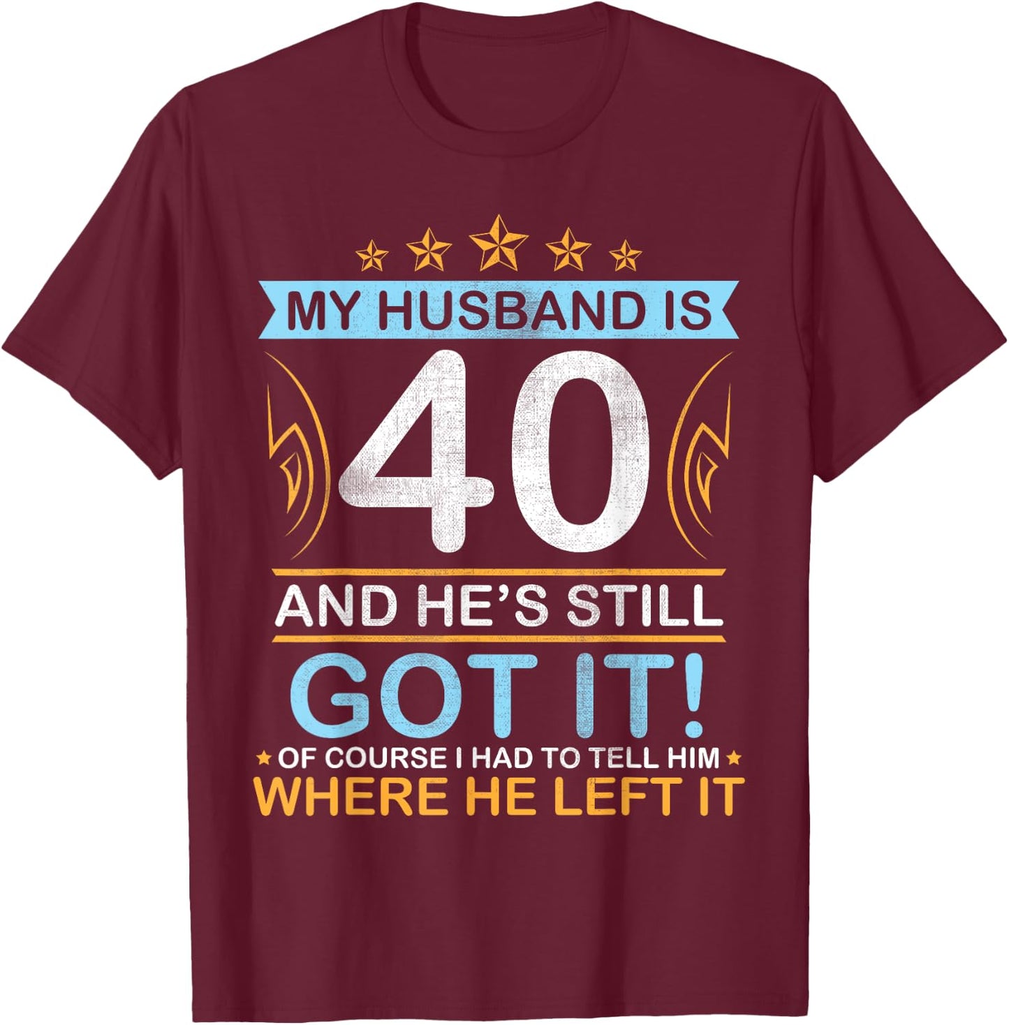 Happy Birthday My Husband Is 40 Years And He's Still Got It T-Shirt - T-Shirt | Maroon