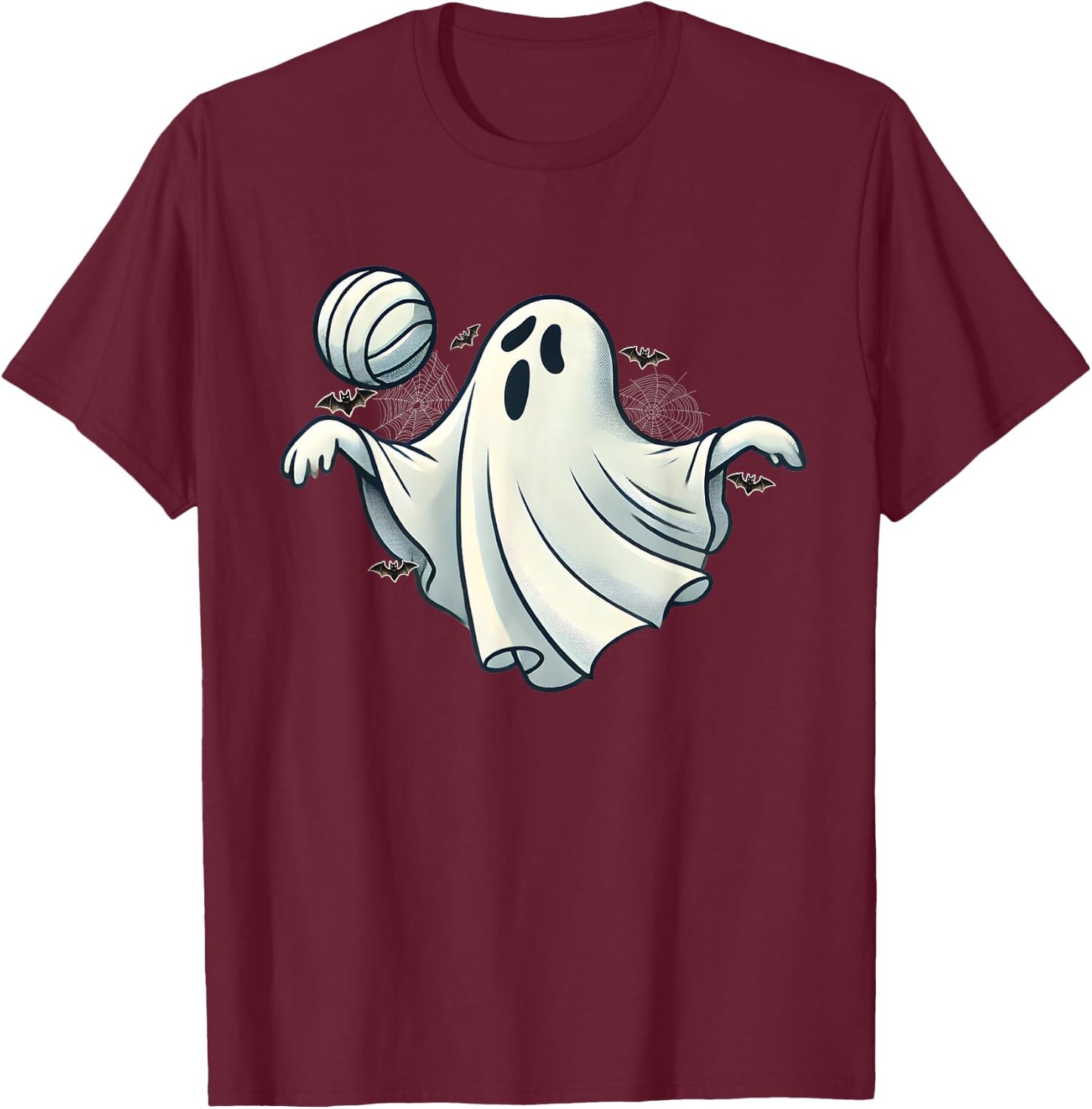 Funny Ghost Volleyball player Halloween Costume men boy kids T-Shirt - T-Shirt | Maroon