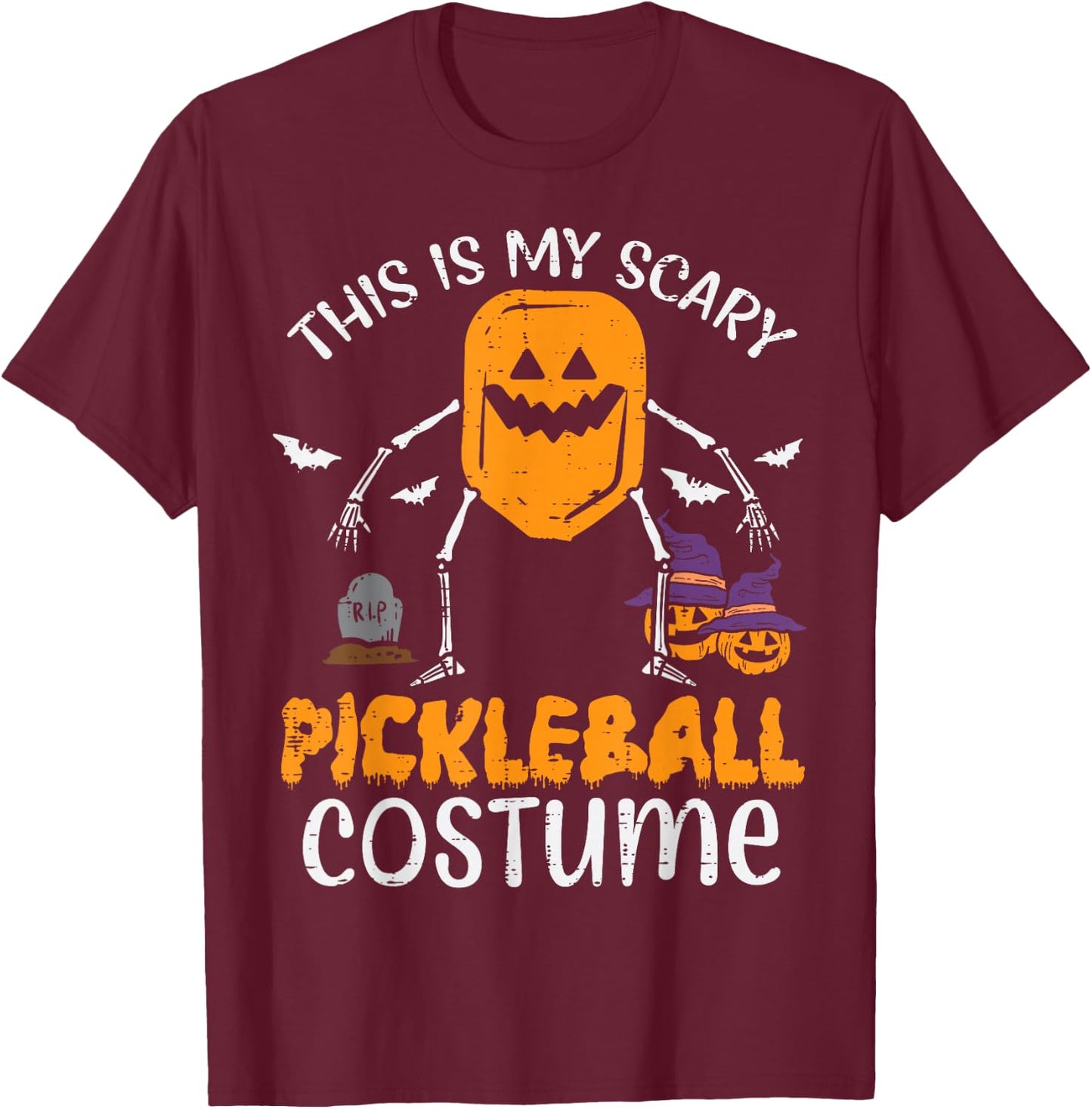 This Is My Scary Pickleball Costume Halloween Men Women Kids T-Shirt - T-Shirt | Maroon