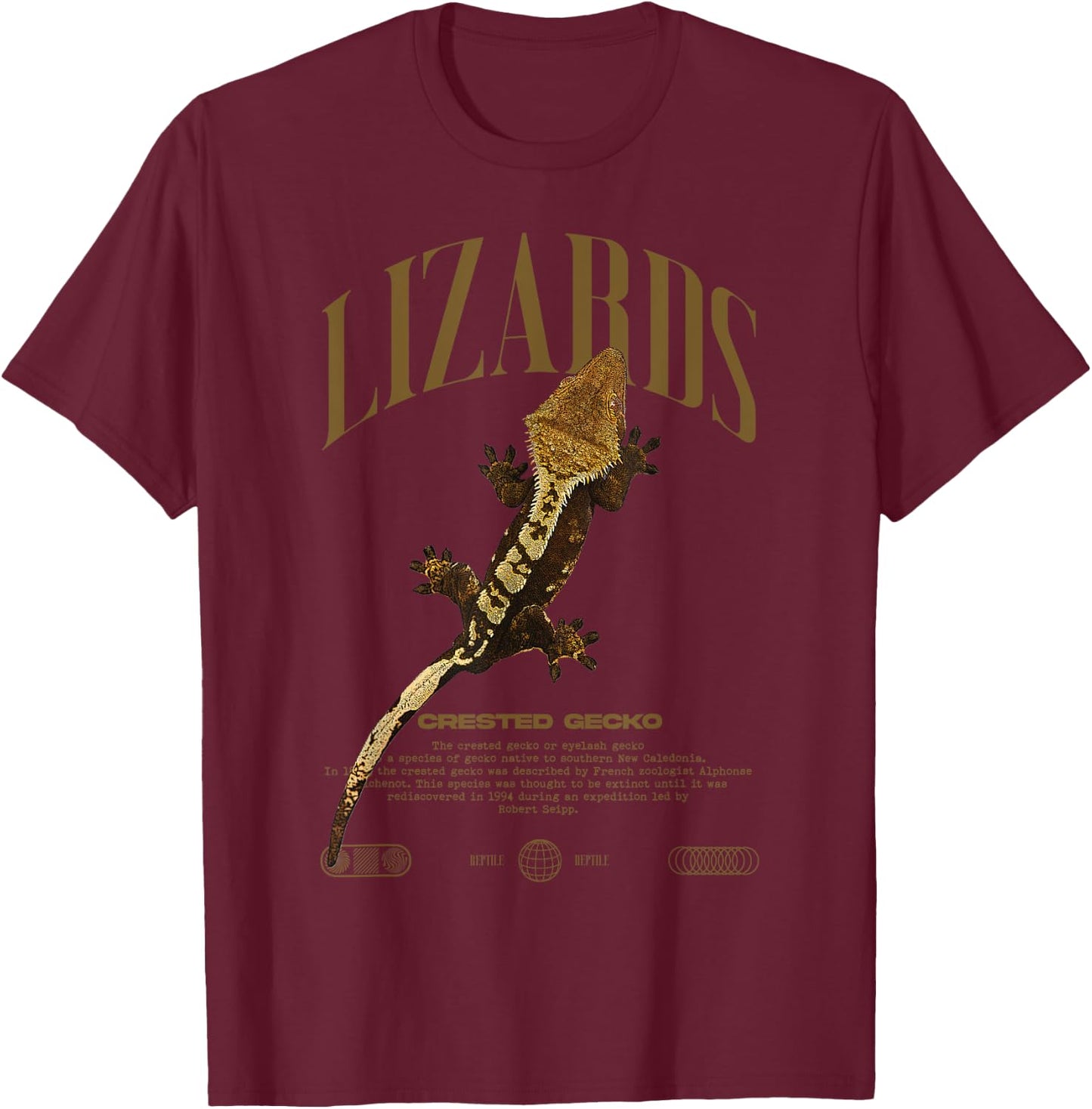 Crested Gecko Streetwear Lizard Keeper T-Shirt - T-Shirt | Maroon