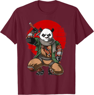 Panda Bear Samurai Japanese Samurai Warrior Ninja T-Shirt - T-Shirt | Maroon
