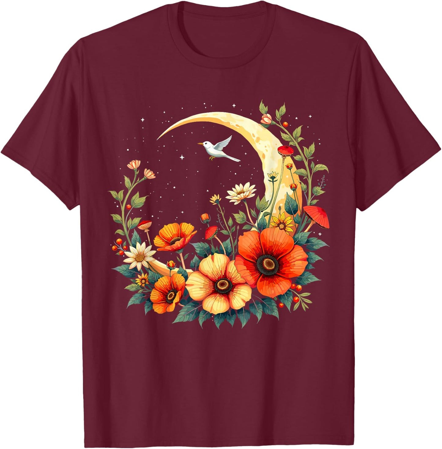 Moon Wildflower T-Shirt - T-Shirt | Maroon