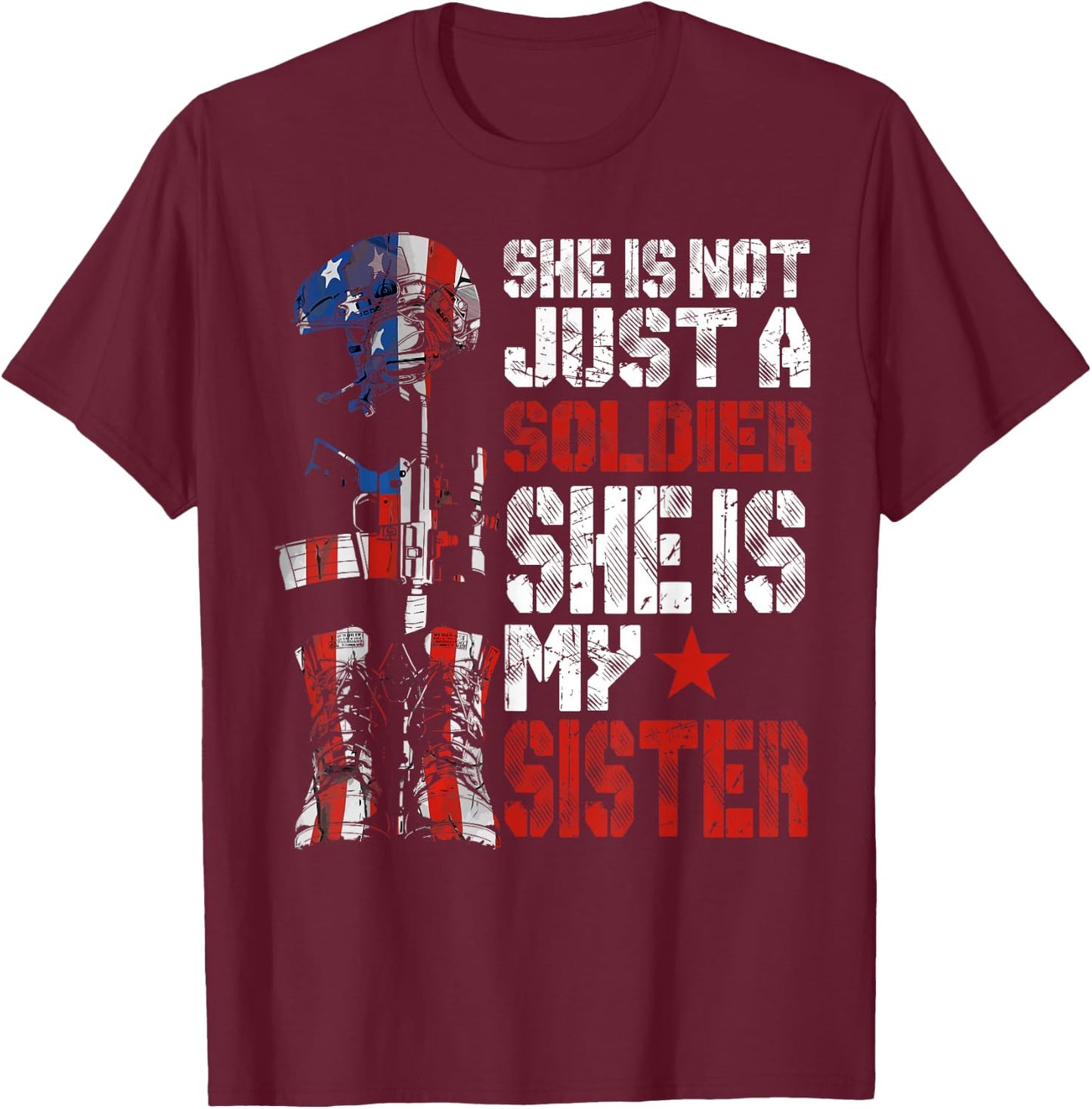Soldier Sister Proud Army Brother Military Family US T-Shirt - T-Shirt | Maroon