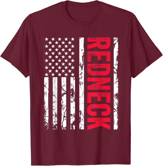 Redneck American Flag Redneck Joke Funny T-Shirt - T-Shirt | Maroon