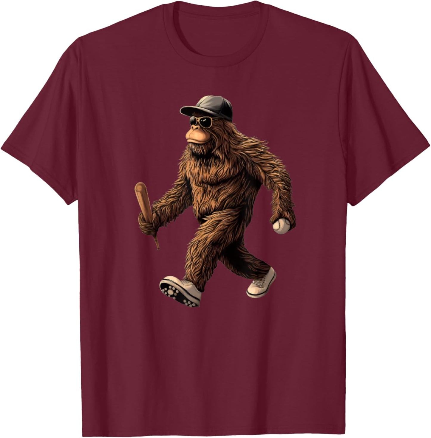 Funny Bigfoot Sasquatch Women Coach Player Baseball T-Shirt - T-Shirt | Maroon