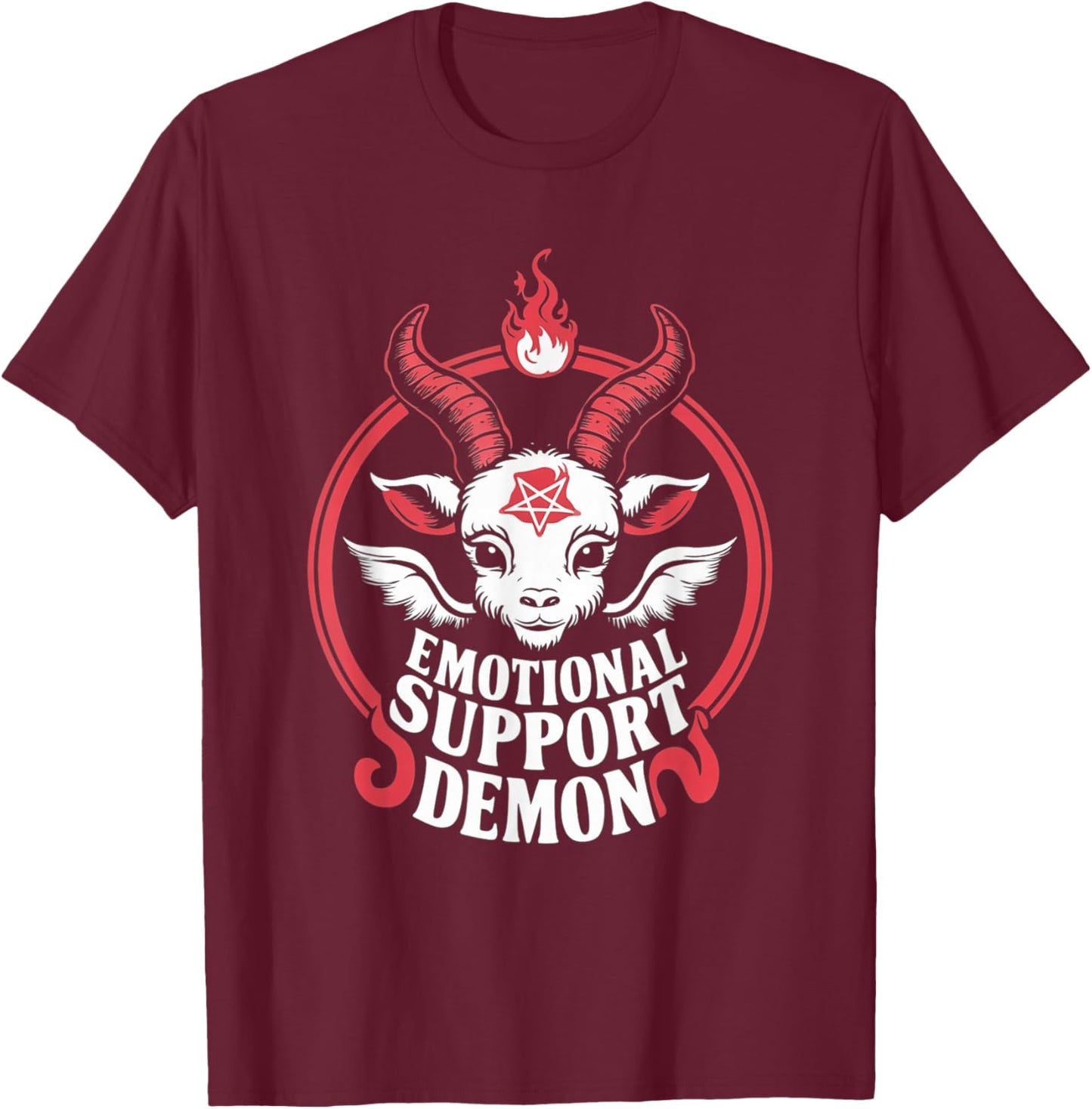 Funny Emotional Support Demon Kawaii Baphomet Goth T-Shirt - T-Shirt | Maroon