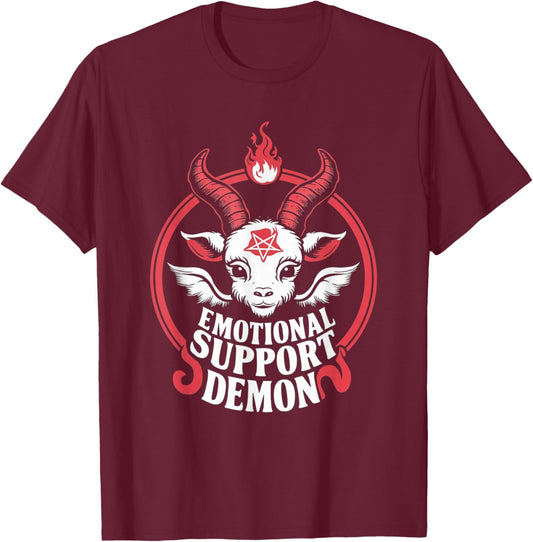 Funny Emotional Support Demon Kawaii Baphomet Goth T-Shirt - T-Shirt | Maroon