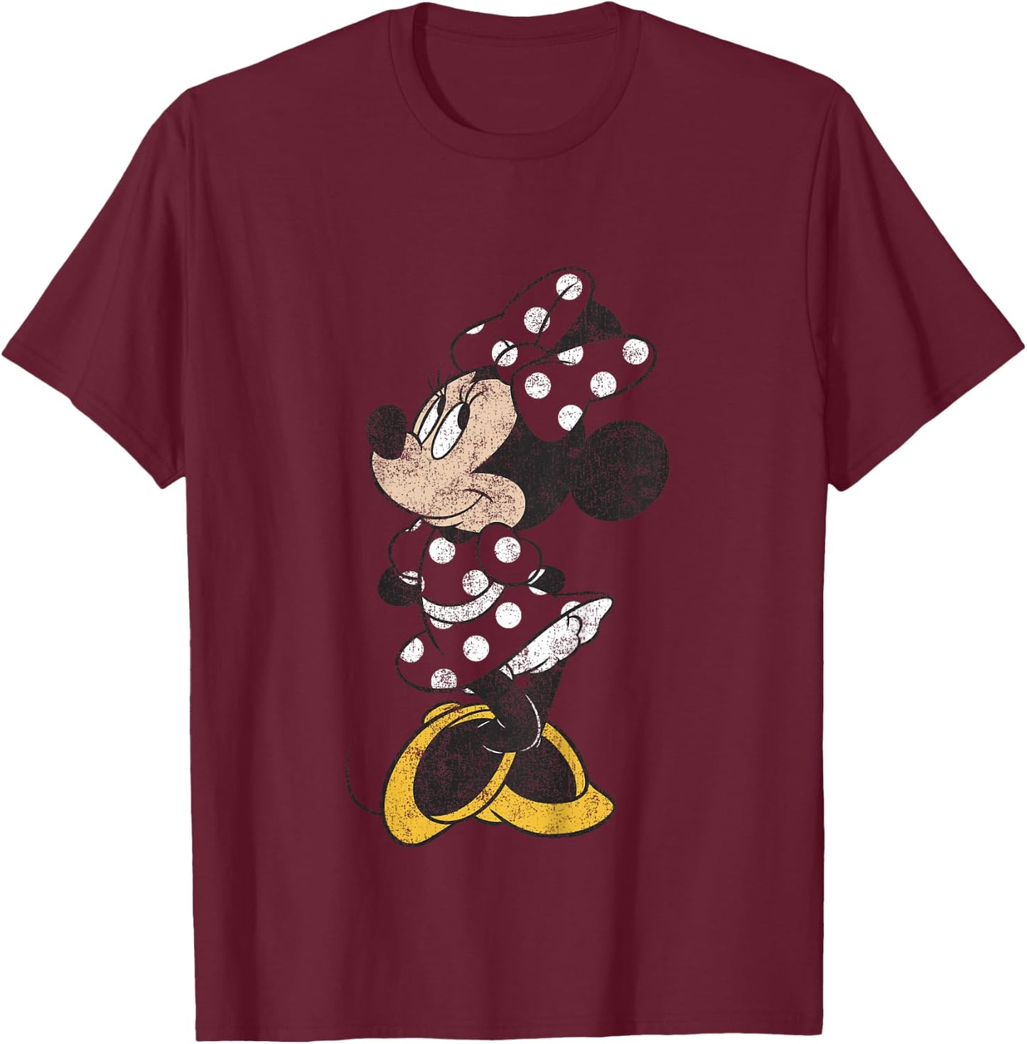 Kids Disney Mickey and Friends Minnie Mouse Cute Distressed T-Shirt - T-Shirt | Maroon
