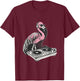 DJ Flamingo Bird Turntable DJ Flamingo Dance Music Techno T-Shirt - T-Shirt | Maroon