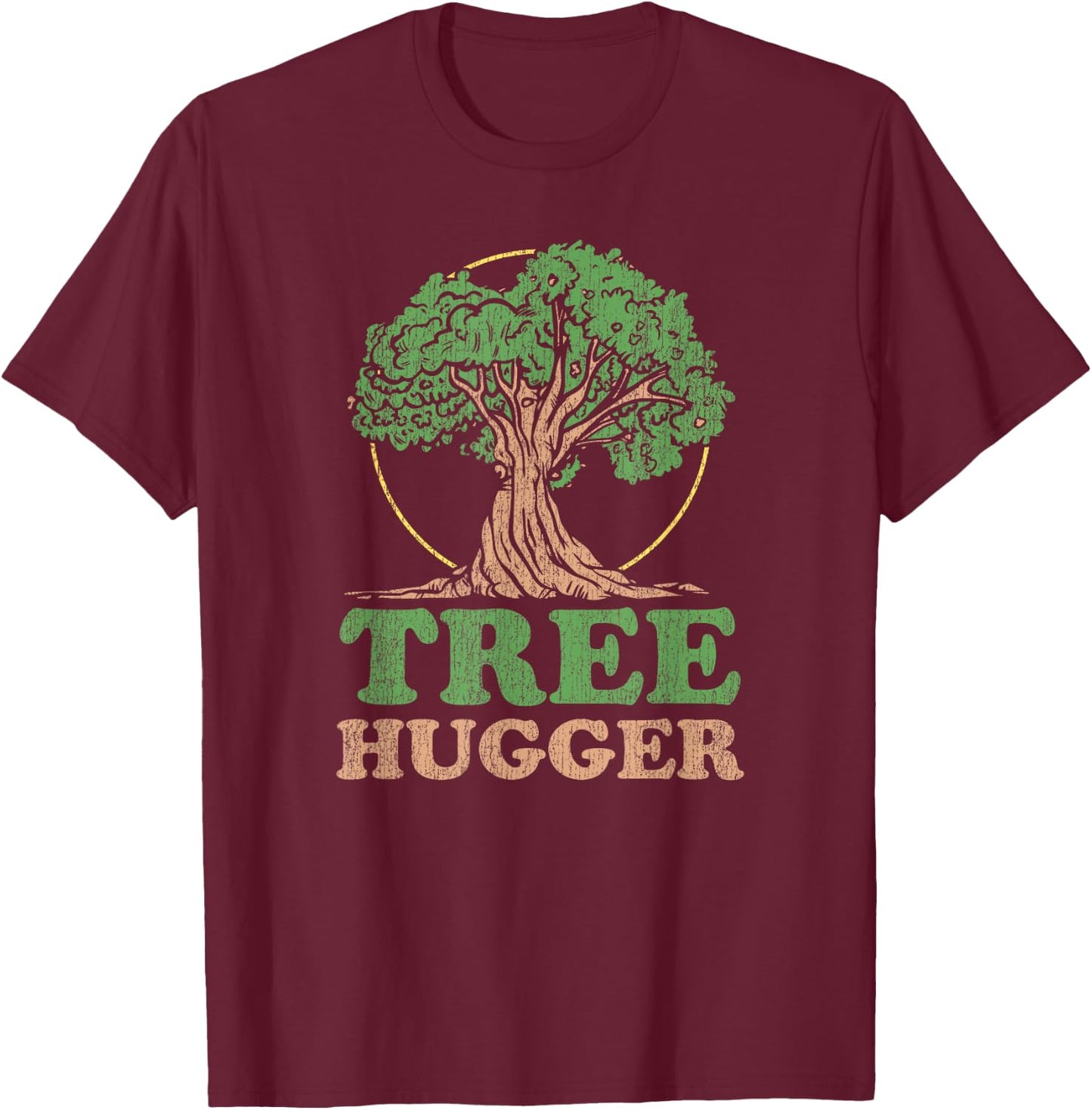 Tree Hugger Retro Vintage Environmental Nature Lover T-Shirt - T-Shirt | Maroon