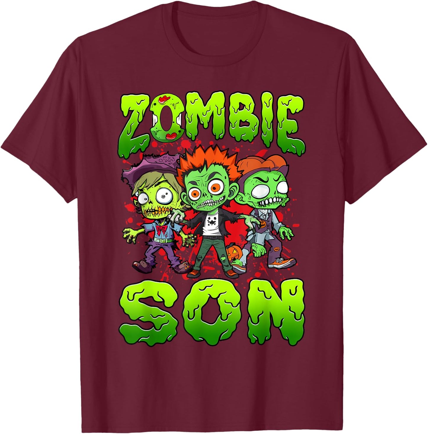 Zombie Son Halloween Costume Family Matching T-Shirt - T-Shirt | Maroon