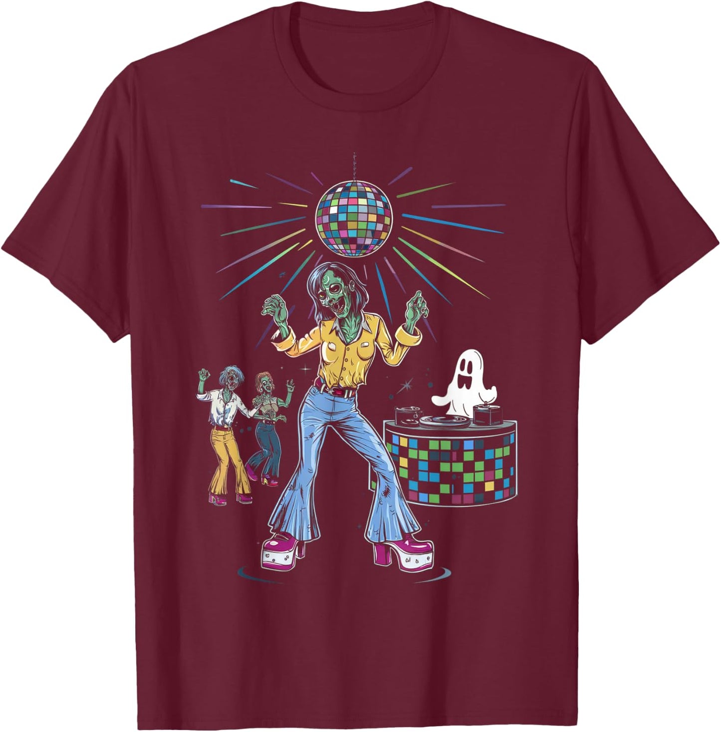 Vintage Halloween Shirt Disco 80's Retro Zombie 70's Dancer T-Shirt - T-Shirt | Maroon