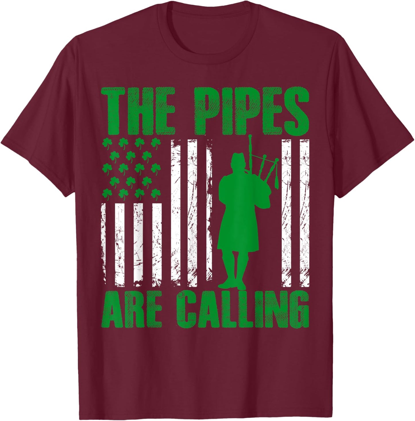 Irish Bagpiper American Pride Musical Bagpipe Gifts Novelty Kids Men T-Shirt - T-Shirt | Maroon